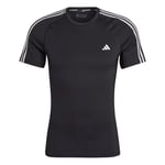 adidas Male Adult Techfit 3-Stripes Training T-Shirt (Short Sleeve) Black