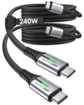 INIU 240W Cable USB C vers USB C, [2-Pack 2m] PD3.0 48V/5A Câble USB Type C Charge Rapide pour iPhone 15 Pro Max MacBook iPad Air, Dell HP EliteBook Laptop, Steam Deck, Samsung Galaxy S23/22 Ultra etc