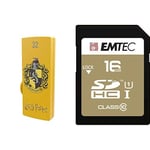 Pack Support de Stockage Rapide et Performant : Clé USB - 2.0 - Série Licence - Harry Potter Hufflepuff - 32 Go + Carte SD - Gamme Elite Gold - Classe 10-16 GB