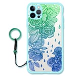 Flower Patterned Phone Case Designed For Girls, Suitable For Iphone12 Series Phones, Strong Hard PC Back, Surrounded By Soft TPU Material (Blue, iPhone 12 mini)