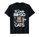 I Love Bingo And Cats Funny Cat Lover Bingo Player T-Shirt