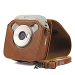 For FUJIFILM Instax SQUARE SQ20 Camera PU Leather Bag Case Vintage Shoulder Strap Pouch Camera Carry Cover Protection Case (Brown)