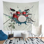 Drum Kit Wall Tapestry Music Themed Tapestry for Kids Boys Girls Tie Dye Rock Music Tapestry Wall Hanging Red Musical Instruments Wall Art for Bedroom Living Room,Large 58x79 Inches