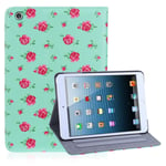 32nd Floral Series - Design PU Leather Book Folio Case Cover for Apple iPad Mini 1, 2 & 3, Designer Flower Pattern Flip Case With Built In Stand - Vintage Rose Mint