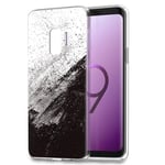Zhuofan Plus Samsung Galaxy S9 Case, Clear Silicone Soft Transparent Tpu Gel with Design Print Pattern Anti Scratch Shockproof Protactive Cover for Samsung Galaxy S9, Black