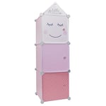 HOME DECO KIDS Modular Wardrobe Storage Unit with 3 Cubes for Girls and Children Bedroom Furniture Decoration, Pink, 30 x 30 x 100 cm
