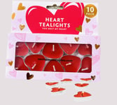 10 Pack Valentines Day Candles Tea lights Red Love Heart Shaped Romantic Dinner