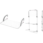 Kleeneze Indoor Clothes Airer Set – Drying Racks, 6-Bar Over-Radiator Towel Dryer & Over-Door Foldable Airing Shelves, Space Saving, Balcony Airer Rack, Adjustable, Durable Laundry Drying Airers