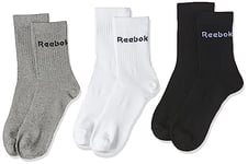 Reebok Unisex Active Core 3 Pairs Crew Socks, Medium Grey Heather/Black/White, M UK