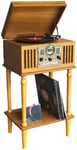 Steepletone Westminster 2019 (with STAND) Nostalgic FM & DAB Radio 7 in 1 Music Centre: 3 Speed Record Player, CD Player, Cassette Player, USB/MP3 RECORDING, Remote Control, Real Wood Veneer (Light)