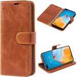 Mulbess Vintage Huawei P40 Case, Huawei P40 Phone Case, Flip Leather Wallet Phone Cover for Huawei P40, Brown