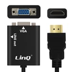 Câble Vidéo et Audio HDMI Mâle vers VGA Femelle et Câble Jack 3.5 mm LinQ Noir
