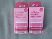 2 x Wild Refillable Natural Deodorant Jasmine & Mandarin Blossom 40g FREEPOST