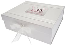 WHITE COTTON CARDS 40th Ruby Anniversary Memories of This Year, Large Keepsake Box, Glitter & Words, Wood, 27.2x32x11 cm