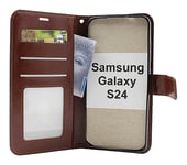Crazy Horse Wallet Samsung Galaxy S24 5G (SM-S921B/DS) (Brun)