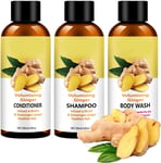 Ginger Hair Regrowth Shampoo,3PCS Ginger Shampoo & Conditioner Sets,Conditioner