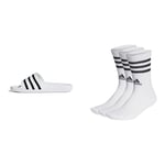 adidas Unisex Adilette Aqua Slides Unisex 3 Stripes Crew Socks