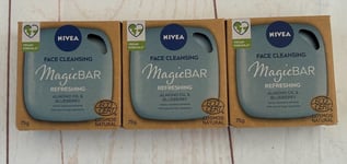 NIVEA Face Cleansing Magic Bar Refreshing Almond Oil & Blueberry 3 x 75g