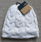 Womens THE NORTH FACE Gardenia White Cable Knit Lined BEANIE Toque Hat TNF150