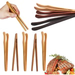 Toaster Tongs Bamboo,Liwein 12 Pieces Toaster Tongs Tea Accessories Kitchen Food Tongs Natural Bamboo Serving Tongs for Cooking Toast Bread Barbecue Pickles Bacon Sugar Ice