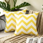 MIULEE Pack of 2 Outdoor Waterproof Cushion Cover with Wave patterns Throw Pillow Case Home Decorating Protectors for Tent Park Bed Sofa Chair Bedroom Decorative 45x45cm 18x18inch Lemon Yellow