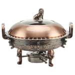 3L Chafing Dish, Stainless Steel Round Chafer Warmers Complete Set W/Food Pans, Aluminum Stand, Visible Pot Lid and Fuel Holders for Weddings, Buffet, Parties,Red Copper