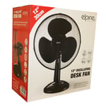 Black 12” Desk Fan Oscillating 3 Speed Heavy Duty Mesh Grill Home UK Pin Plug
