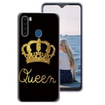 Yoedge Blackview A80 Pro Case, Clear Shockproof Silicone Personalised Queen King Crown Print Pattern Protective TPU Gel Phone Cases Cover Bumper Skin for Blackview A80 Pro, Queen, Black-Gold