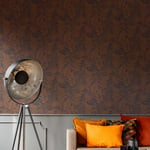 Superfresco Easy Fenne Rust-Brown Grey Tropical Leaf Wallpaper