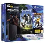 PS4 Slim Noire 1 To+ Horizon Zero Dawn + Uncharted: The Lost Legacy + Ratchet & Clank - Neuf