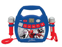 Lexibook Spider-Man Lecteur musical karaoké portable pour enfants, Micros Effets lumineux Bluetooth changement de voix Batteries rechargeables, bleu, MP320SPZ