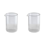 Café Ole Cup Spare Replacement Glass Beaker Suitable for Grunwerg Classic Cafe Ole Cafetieres, Pack of 2(8 Cups Capacity)
