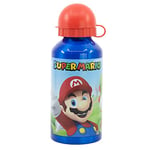 Stor Super Mario 400ml, Kids Aluminum Water Bottle-Multicolored Cup for Children -BPA-free - Nintendo Switch Games Fans- Reusable, Plastic, Perfect for Every Occasion