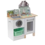 KidKraft Whisk and Wash Toy Kitchen for Kids, Wooden Play Kitchen with Toy Washing Machine, Kids' Kitchen set with Laundry basket, Toddler Toys, Kids' Toys, 10230