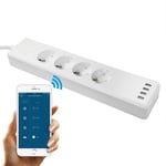 INF WiFi smart stikkontakt med 4 stikkontakter + USB hvit