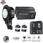 UK 2*Godox 2.4 TTL 1/8000s AD200 Pocket Flash +AD-B2+X2T-N Trigger for Nikon Kit