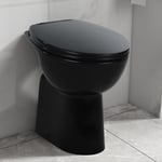 vidaXL Hög toalettstol 7 cm utan spolkant mjuk stängning keramik svart