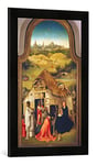 'Encadré Image de Hieronymus Bosch "L'adoration des rois – Moyen Tableau du triptychons de Epiphanie, Impression d'art dans le cadre de haute qualité Photos fait main, 40 x 60 cm, noir mat