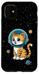 Coque pour iPhone 11 Chaton drôle de chat dans l'espace mignon rétro art vintage