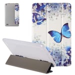 UGOcase for All-New Kindle Fire 7 Tablet Case (9th/7th Generation, 2019/2017 Release), Slim PU Leather Trifold Stand Auto Sleep Wake Translucent Backshell for Amazon Fire 7 2019 2017 - Blue Butterfly