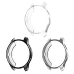 FINTIE Case Compatible with Samsung Galaxy Watch 42mm Smartwatch - [3 Pack] Premium Soft TPU All-Around Protective Bumper Shell Cover, Black & Clear & Silver