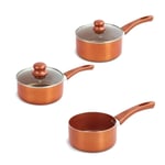 3 Pcs Ceramic Copper Induction Cooking Pots Lid Saucepans Cookware Set Aluminium Construction Saucepan Frying Kitchen Home Gift Present