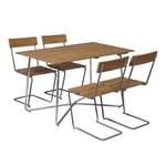 Grythyttan Stålmöbler - Klassikerserien matgrupp bord B25A & 4 stolar teak - Matgrupper utomhus