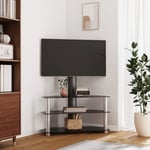Torana - Meuble tv d'angle 3 niveaux pour 32-70 pouces noir et argenté