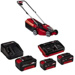 Einhell GE-CM 18/30 Li-Solo Power X-Change Cordless Lawn Mower with 18V 4.0 Ah Power X-Change Starter Kit with 4512083 2X 3,0 Ah and Twincharger Kit PXC-Starter