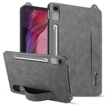 Fodral för Lenovo Tab P12 med Handrem, Stativ, Läder - Grå Multicolor Grey
