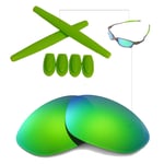 Walleva Emeraldine Polarized lenses w earsocks T-shocks for Oakley X-Metal-XX