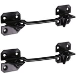 2x SOLID STEEL SILENT 6" BLACK CABIN HOOKS Eye Loop Latch Catch Door Shed Patio