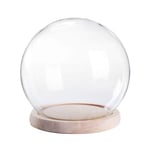 CUTOOP 1Pc Clear Glass Globe Dome Display Ball Cloche Case Jar with Wood Base Desktop Flower Model Felt Container (Diameter: 10cm)