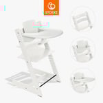 STOKKE® Tripp Trapp® Matstol bok vit inkl. bricka vit och babyset V2 vit